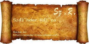 Szünder Róza névjegykártya